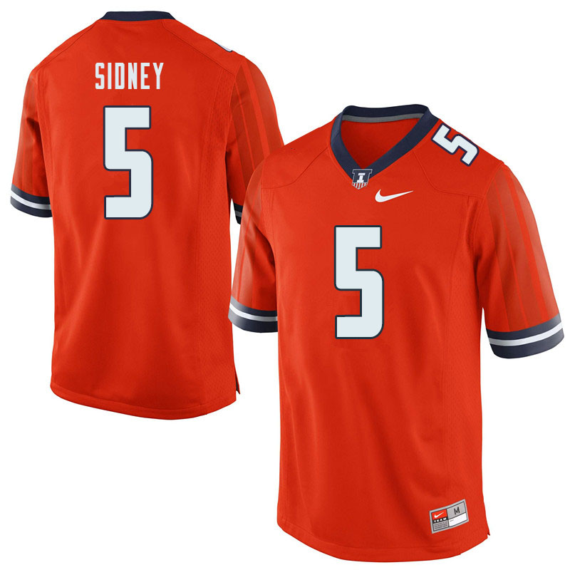 Men #5 Trevon Sidney Illinois Fighting Illini College Football Jerseys Sale-Orange